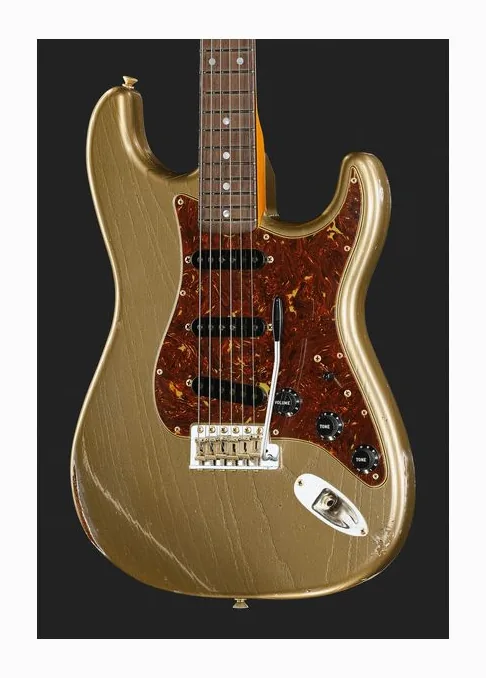 Fender LTD Roasted Strat Relic SG, puente y clavijeros de afinación