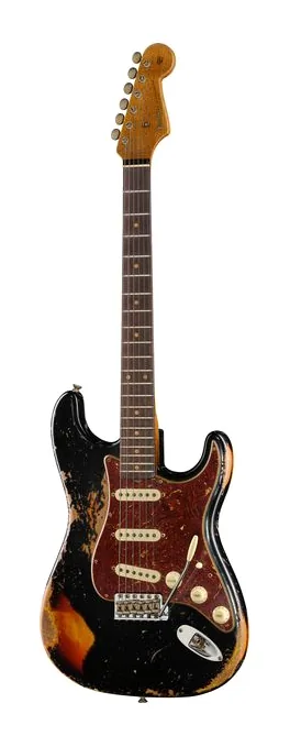 Fender Roasted '61 Strat ABLK/3TSB en primer plano frontal