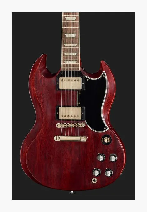 Gibson 1961 SG Standard Cherry VOS, curvas del cuerpo vistas desde arriba