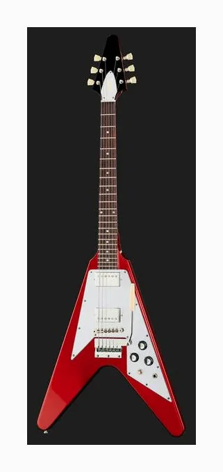 Gibson 67 Flying V Reissue Vibrola, curvas del cuerpo vistas desde arriba