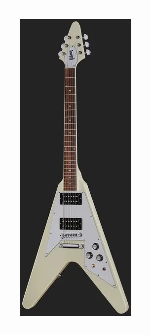 Gibson 70s Flying V Antique Natural, curvas del cuerpo vistas desde arriba