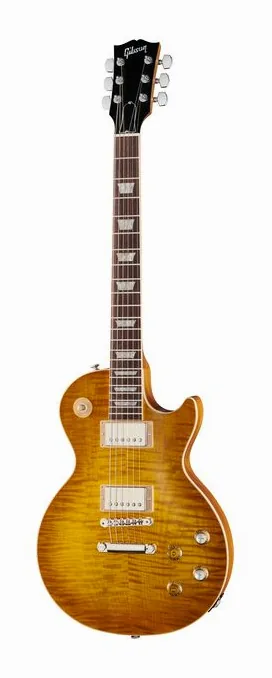 Gibson Kirk Hammett "Greeny" LP Std. encuadrado de frente sobre fondo neutro