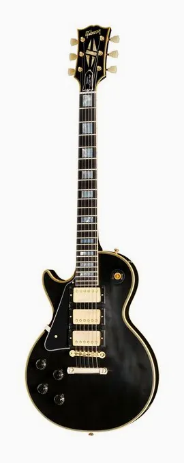 Gibson LP 57 Black Beauty 3PU VOS encuadrado de frente sobre fondo neutro