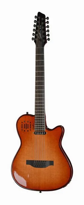 Godin A12 Ultra Dlx Lightburst encuadrado de frente sobre fondo neutro