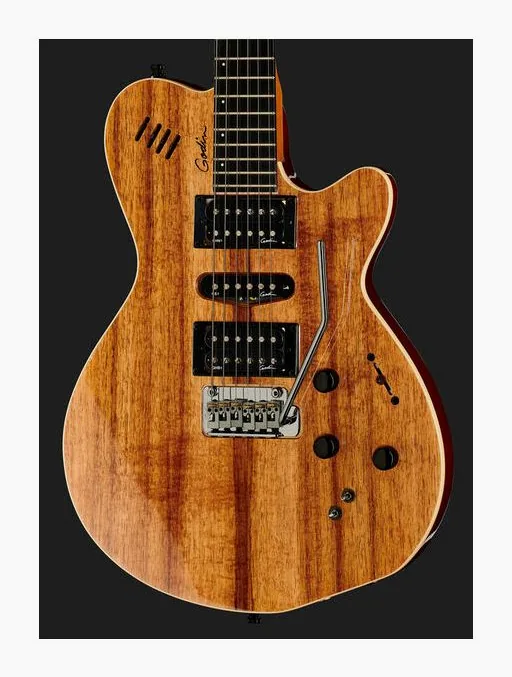 Godin xtSA Koa, pala con clavijeros y logotipo