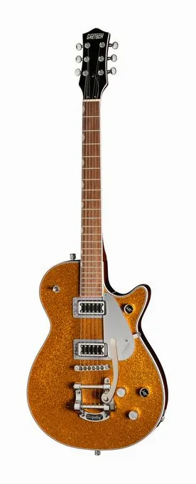 Gretsch EMTC Sparkle Jet FT GLD SPK encuadrado de frente sobre fondo neutro