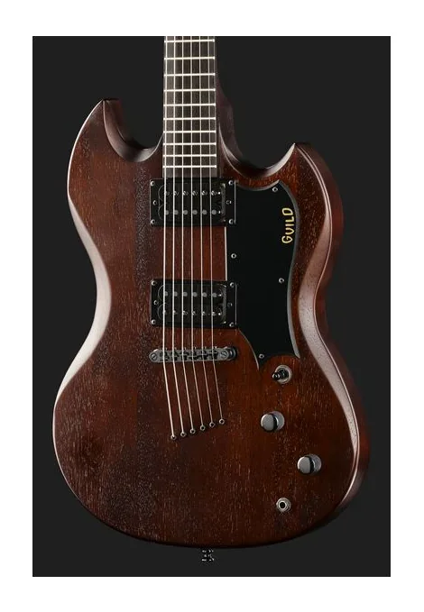 Guild Polara Limited Vintage Walnut, pala con clavijeros y logotipo