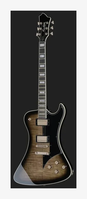 Hagstrom Fantomen Cosmic Black Burst, pala con clavijeros y logotipo
