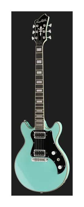Hagstrom Megin Aged Sky Blue, mástil y diapasón vistos de lado