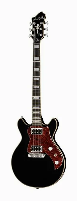 Hagstrom Megin Black Gloss en primer plano frontal