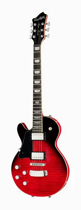 Hagstrom Super Swede Crimson Flame LH en primer plano frontal