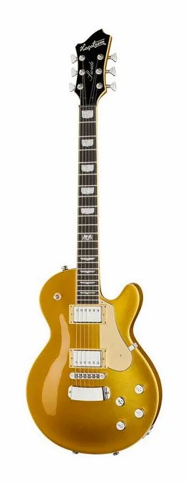 Hagstrom Swede Gold encuadrado de frente sobre fondo neutro