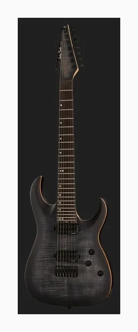 Harley Benton Amarok-7 BKNT Flame Burst, perfil lateral del cuerpo