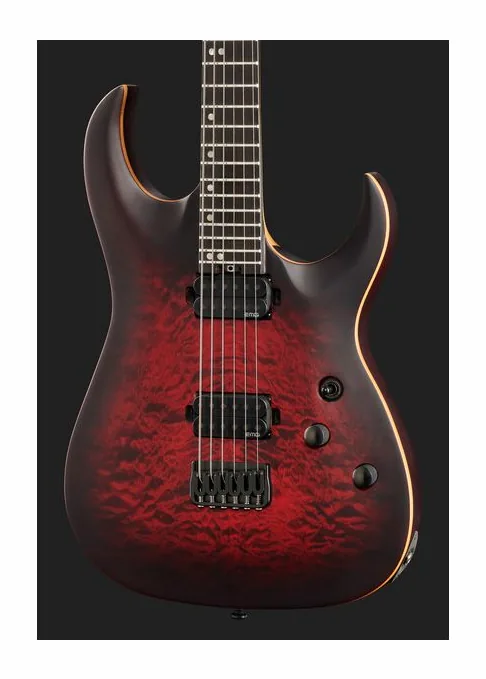 Harley Benton Amarok-BT BKNT Flame Burst, pala con clavijeros y logotipo