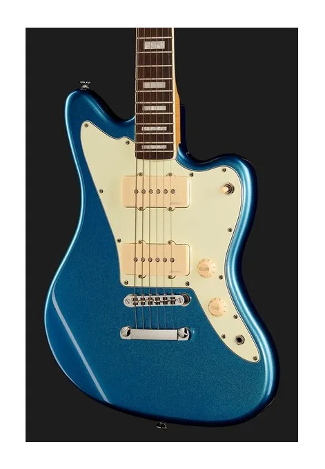 Harley Benton JA-60CC LH Lake Placid Blue, pala con clavijeros y logotipo