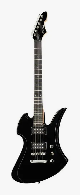 Harley Benton MB-20BK Rock Series encuadrado de frente sobre fondo neutro