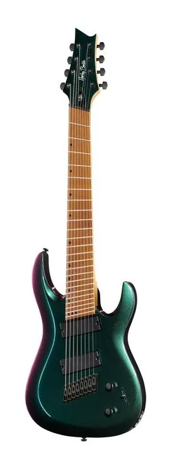 Harley Benton R-458FFB Roasted MultiScale encuadrado de frente sobre fondo neutro