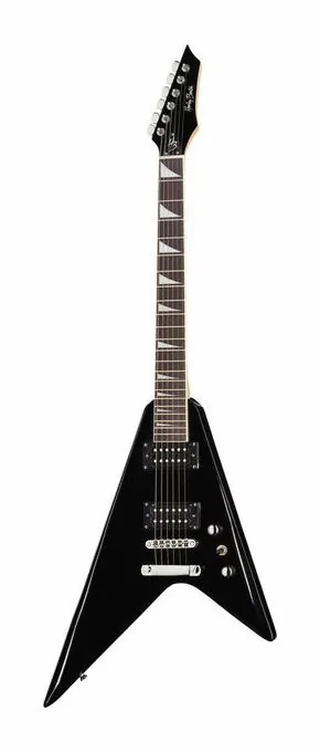 Harley Benton RX-10 BK Rock Series encuadrado de frente sobre fondo neutro