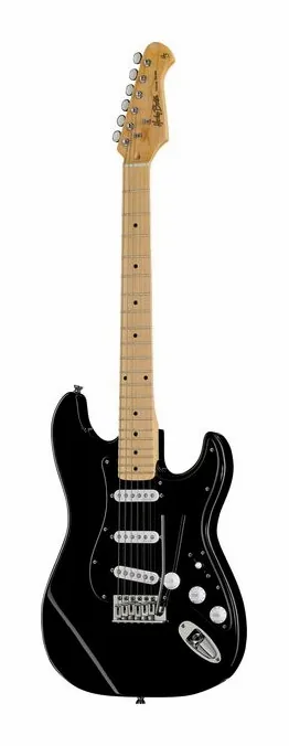 Harley Benton ST-57DG Black Tribute fotografiado de frente