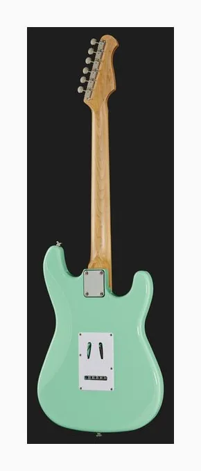 Harley Benton ST-62CC MN Seafoam Green, pala con clavijeros y logotipo