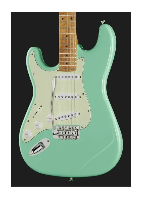 Harley Benton ST-62CC MN Seafoam Green, cejuela y primeras posiciones del diapasón