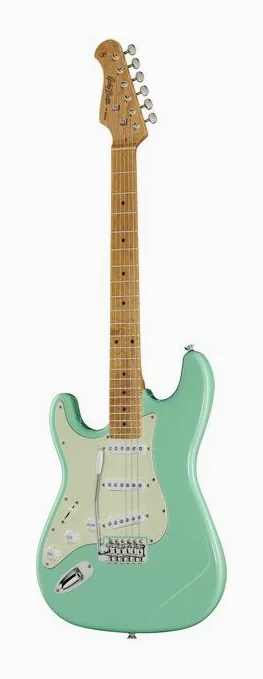 Harley Benton ST-62CC MN LH Seafoam Green en primer plano frontal