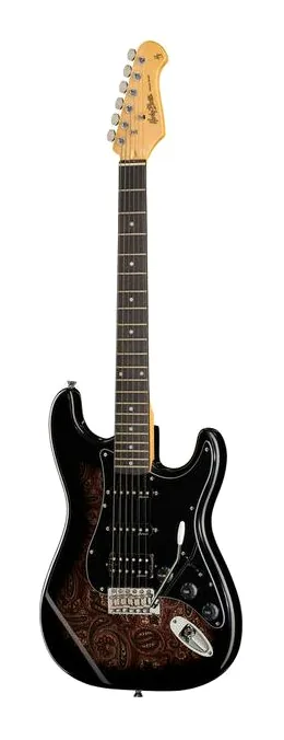 Harley Benton ST-70 Black Paisley visto de frente