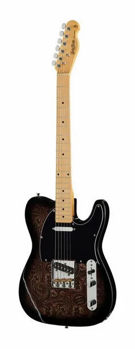 Harley Benton TE-70 Black Paisley en primer plano frontal