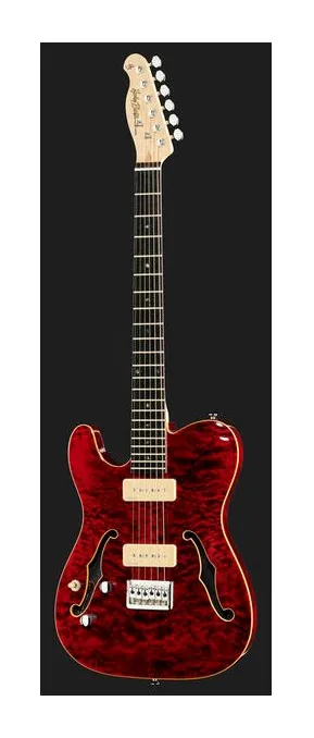 Harley Benton TE-90QM LH Trans Red, perfil lateral del cuerpo