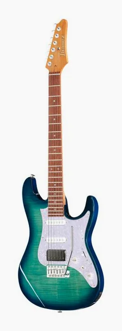Ibanez AZ22S1F-TXB encuadrado de frente sobre fondo neutro