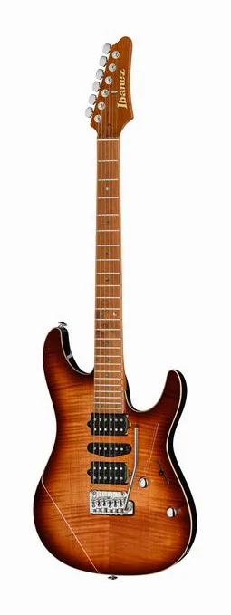 Ibanez AZ2407F-BSR encuadrado de frente sobre fondo neutro