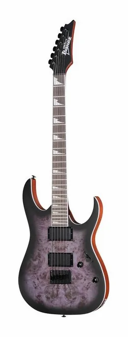 Ibanez GRG121PAR-KBF encuadrado de frente sobre fondo neutro