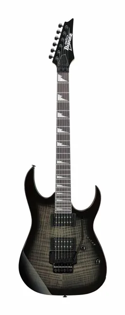 Ibanez GRG320FA-TKS encuadrado de frente sobre fondo neutro
