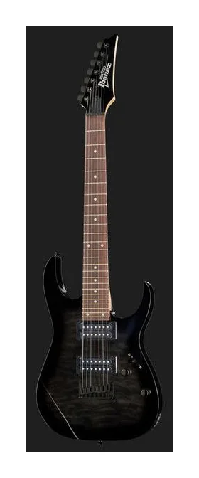Ibanez GRG7221QA-TKS, mástil y diapasón vistos de lado
