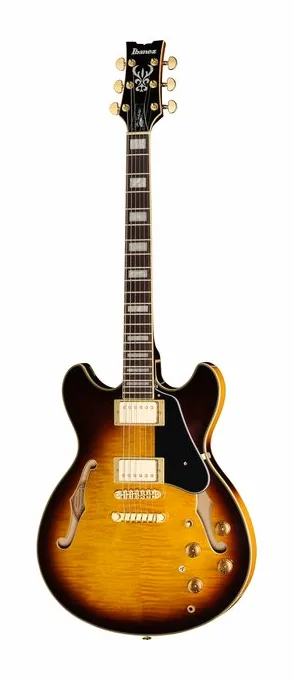 Ibanez JSM10EM-TTB John Scofield encuadrado de frente sobre fondo neutro