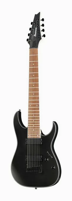 Ibanez RG8EX-BKF encuadrado de frente sobre fondo neutro