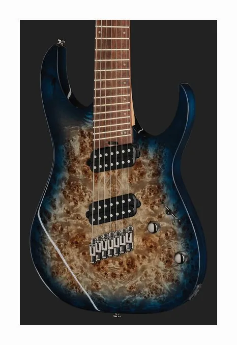 Ibanez RGMS7PB-CBS, mástil y diapasón vistos de lado