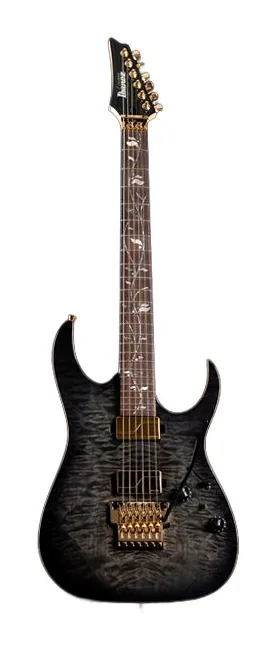 Ibanez RGR8820QM-BRE j.custom encuadrado de frente sobre fondo neutro