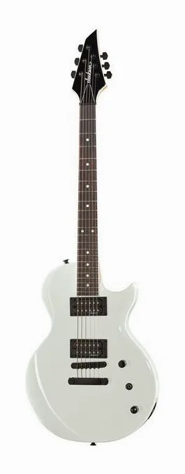Jackson JS22 AH SC Monarkh Snow White encuadrado de frente sobre fondo neutro