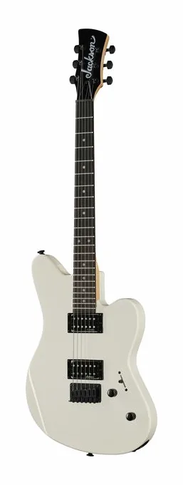 Jackson JS22 Surfcaster HT SN WHT en primer plano frontal