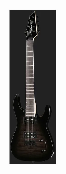 Jackson JS22Q-7 DKA Dinky JS TrBlBurst, cejuela y primeras posiciones del diapasón