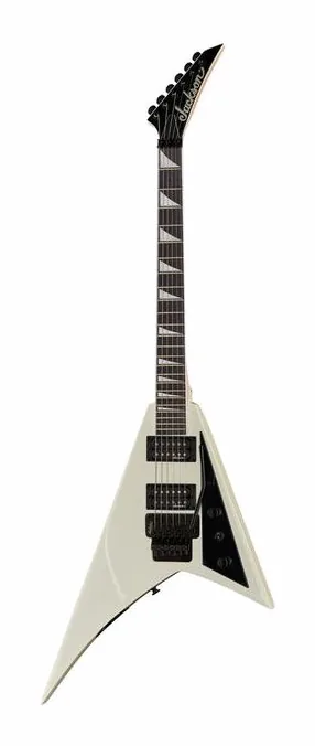 Jackson JS32 Rhoads AH Ivory encuadrado de frente sobre fondo neutro