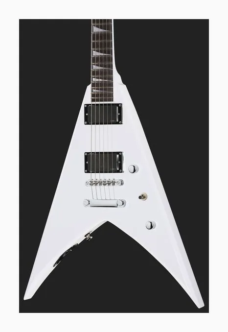 Jackson KVTMG Pro King V Snow White, curvas del cuerpo vistas desde arriba