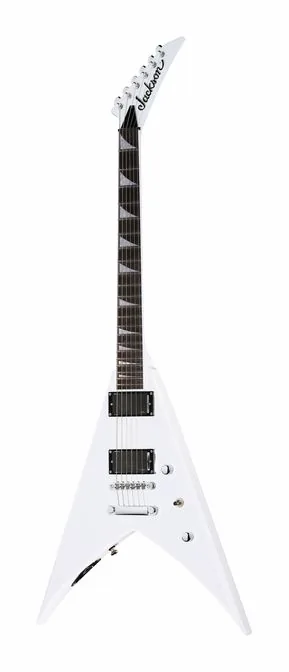 Jackson KVTMG Pro King V Snow White en primer plano frontal