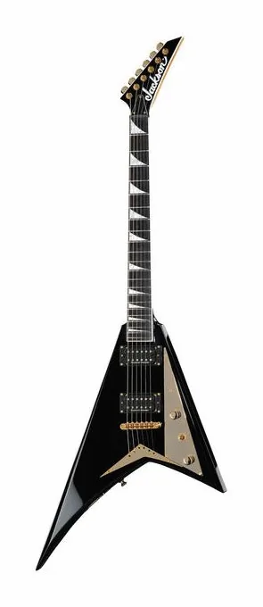 Jackson RRT Rhoads Black encuadrado de frente sobre fondo neutro
