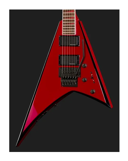 Jackson RRX24 Red wBlack Bevels, cuerpo y acabado en primer plano