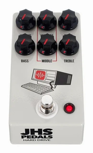 JHS Pedals Hard Drive - Distortion Tan, entradas y salidas laterales