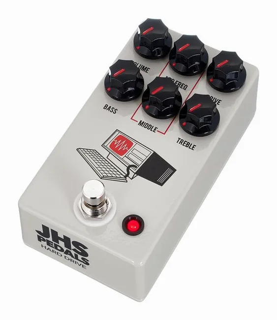 JHS Pedals Hard Drive - Distortion Tan fotografiado de frente