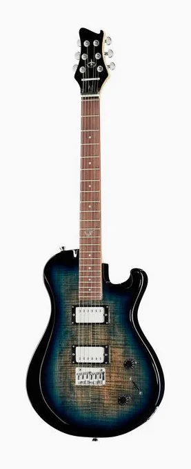 Journey Instruments OE990BL Travel El. Guitar FB en primer plano frontal