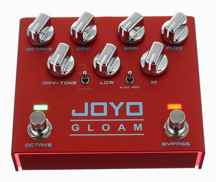 Joyo R-29 Gloam Sub Octave/Fuzz, entradas y salidas laterales